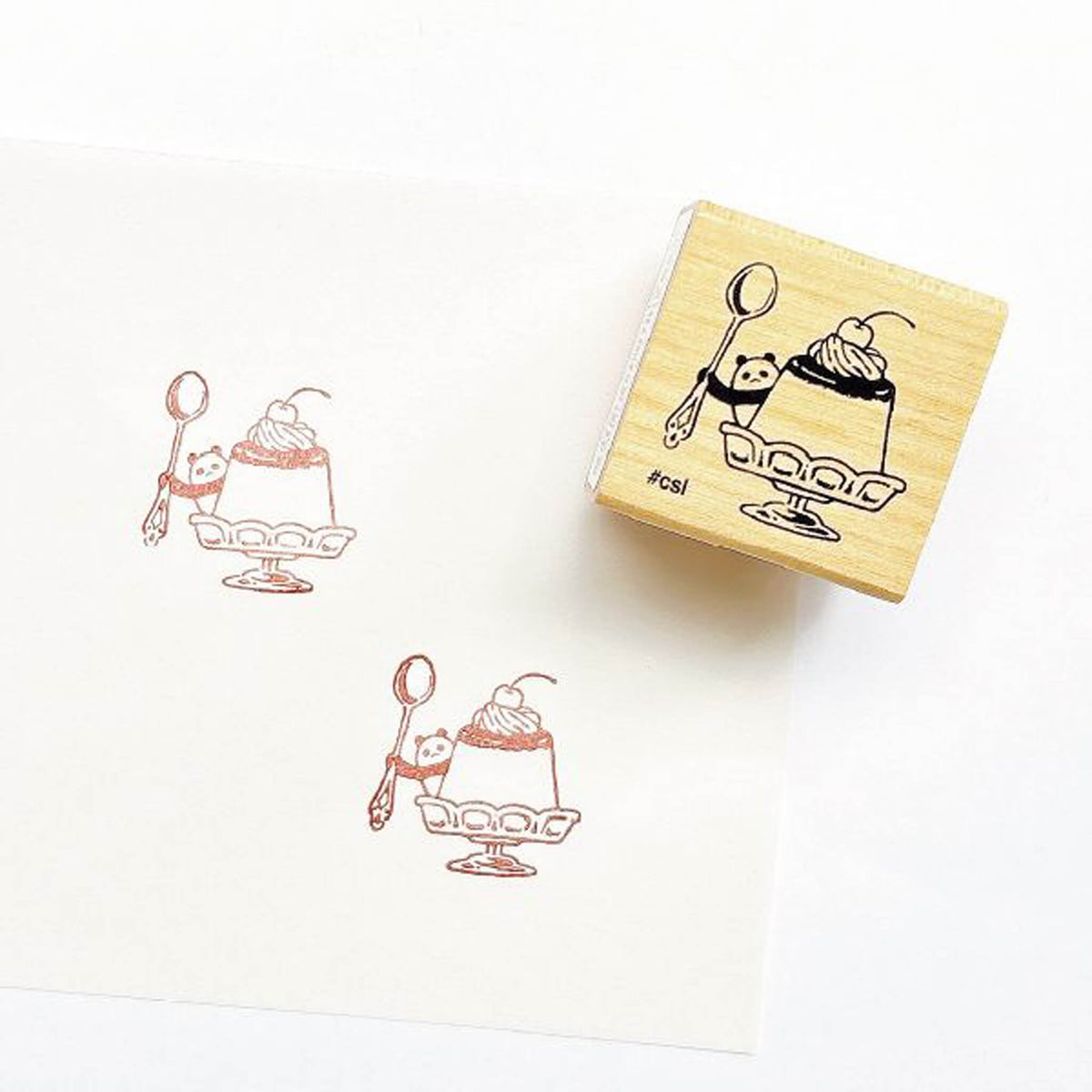 Kodomo no Kao I Love Stamp Series - Panda Pudding - Rubber Stamps