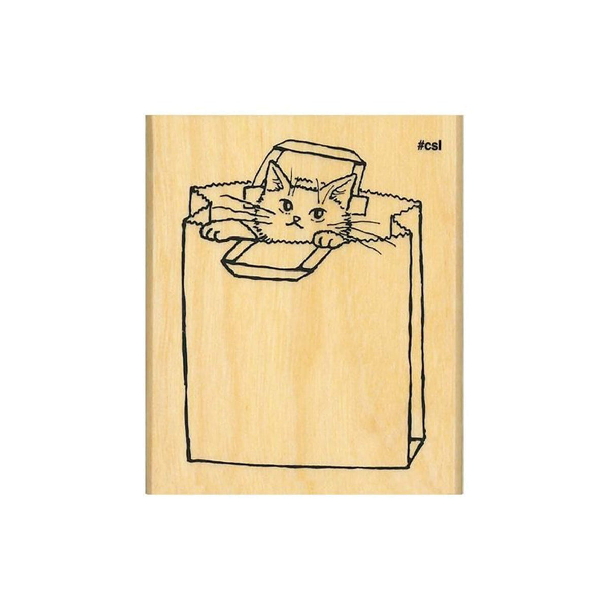 Kodomo no Kao I Love Stamp Series - Paper Bag Cat - Rubber Stamps
