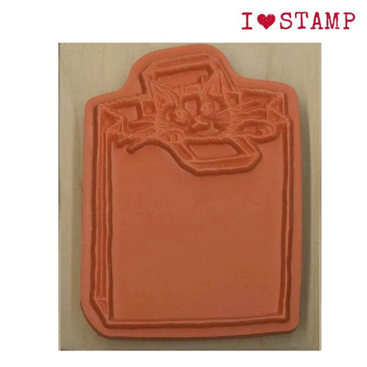 Kodomo no Kao I Love Stamp Series - Paper Bag Cat - Rubber Stamps