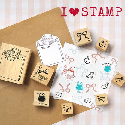 Kodomo no Kao I Love Stamp Series - Paper Bag Cat - Rubber Stamps