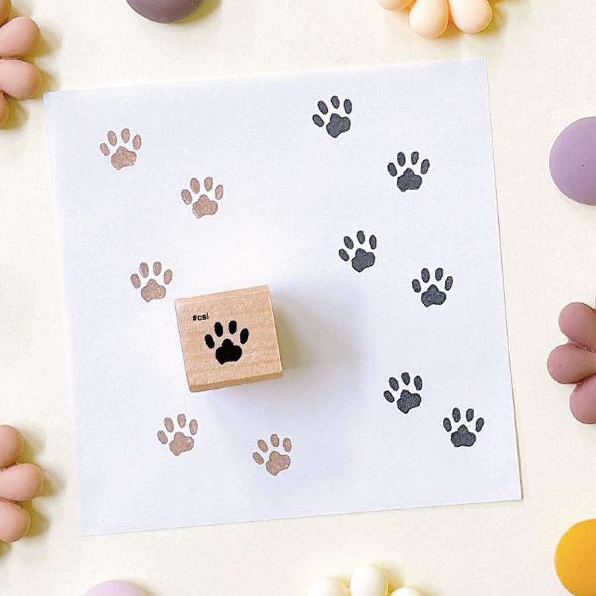 Kodomo no Kao I Love Stamp Series - Paw Print - Rubber Stamps