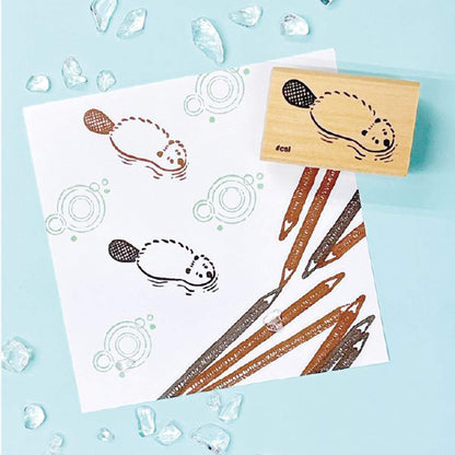 Kodomo no Kao I Love Stamp Series - Swimming Beaver - Rubber Stamps