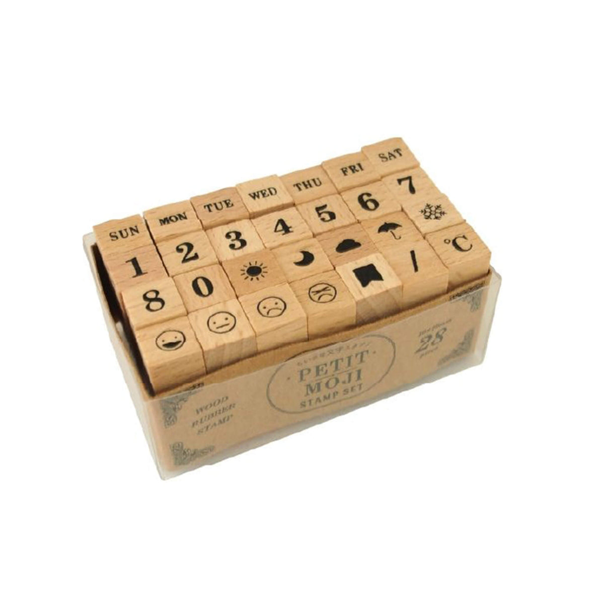 Kodomo no Kao Petit Moji Stamp Set - Week, Numbers & Symbols - Rubber Stamps