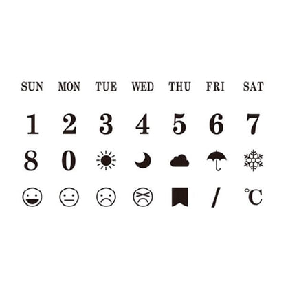 Kodomo no Kao Petit Moji Stamp Set - Week, Numbers & Symbols - Rubber Stamps