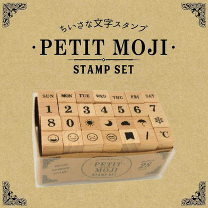 Kodomo no Kao Petit Moji Stamp Set - Week, Numbers & Symbols - Rubber Stamps