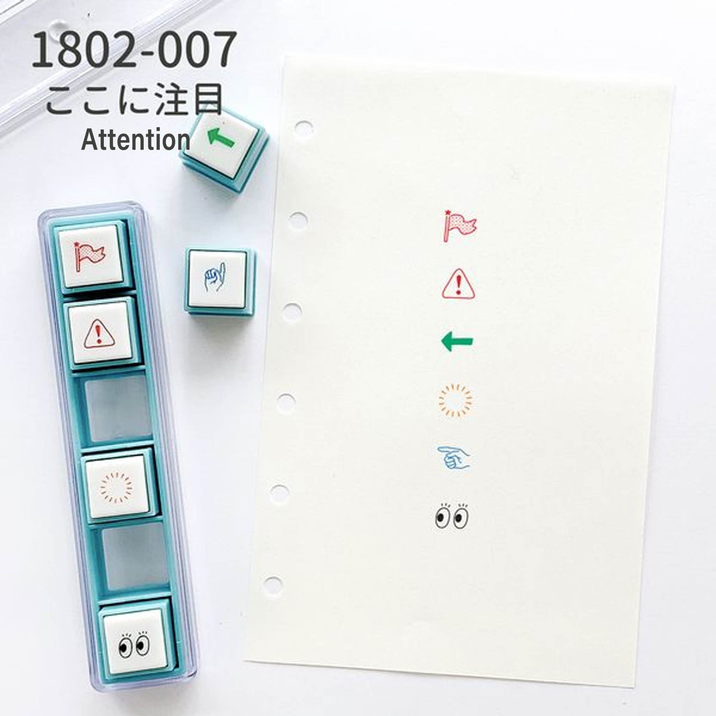 Kodomo no Kao Pochitto Pick! Push - Button Stamp - Attention - Pre - inked Stamps