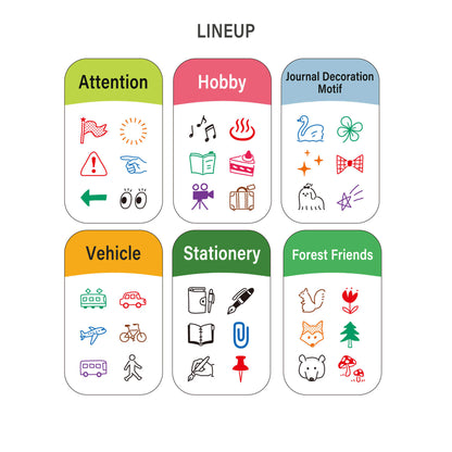 Kodomo no Kao Pochitto Pick! Push - Button Stamp - Checked & Children's Schedule - Pre - inked Stamps