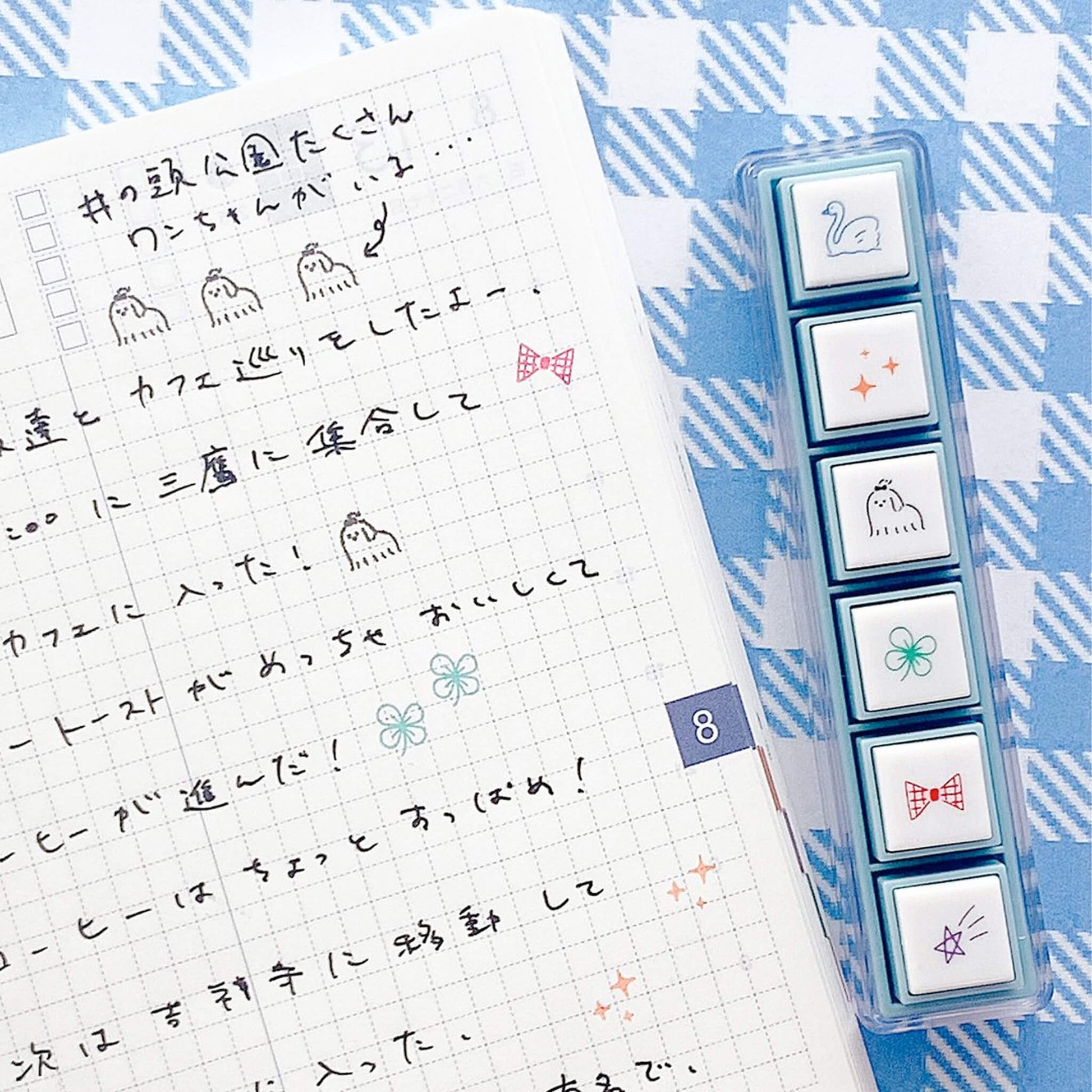 Kodomo no Kao Pochitto Pick! Push - Button Stamp - Journal Decoration Motif - Pre - inked Stamps