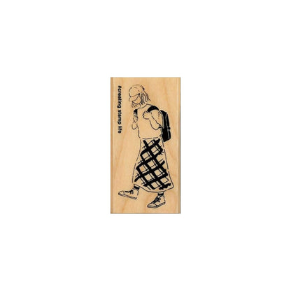 Kodomo no Kao Stamp - Backpack Girl - Rubber Stamps