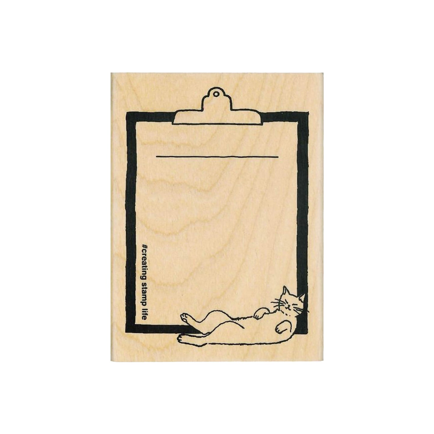 Kodomo no Kao Stamp - Clipboard Cat - Rubber Stamps