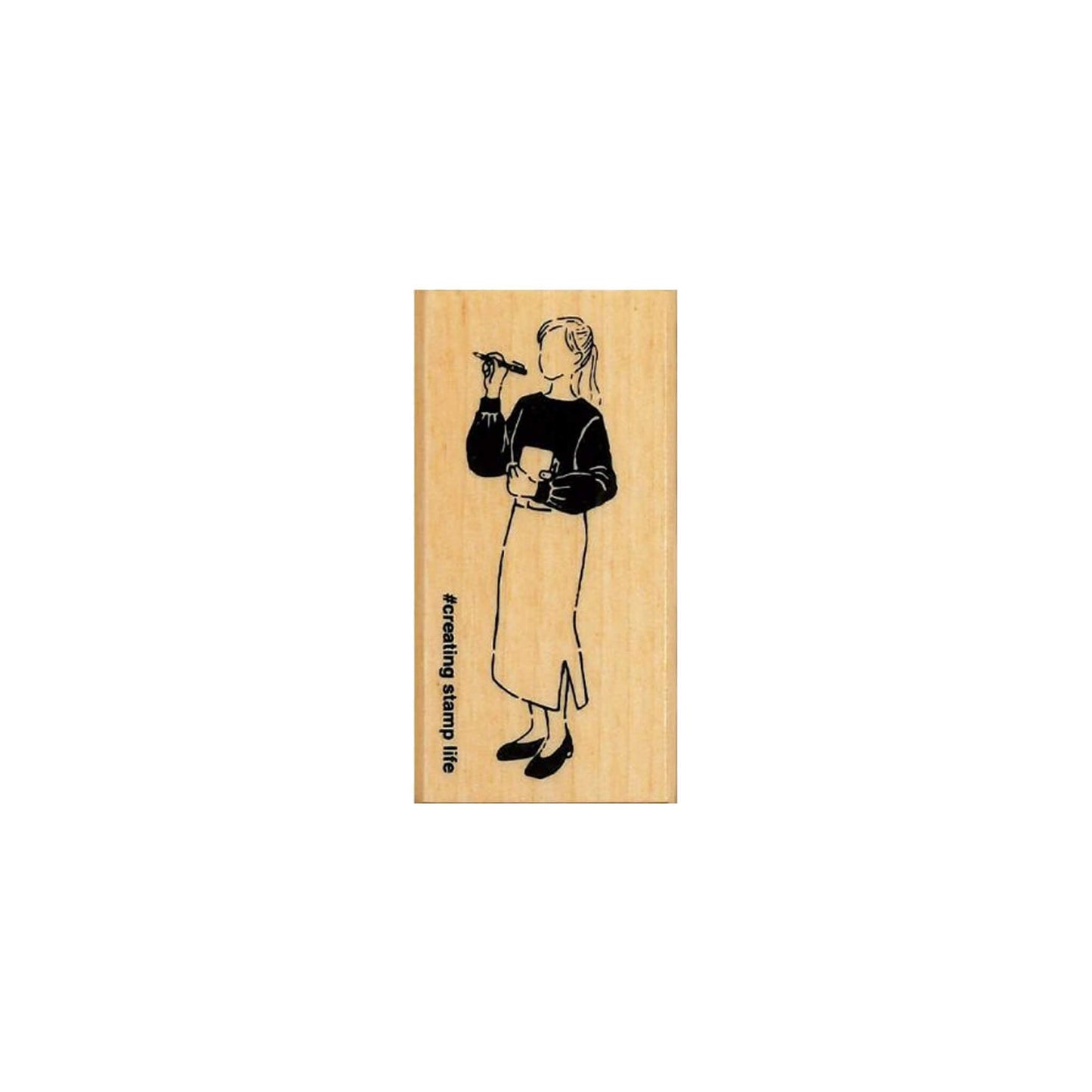 Kodomo no Kao Stamp - Fountain Pen Girl - Rubber Stamps