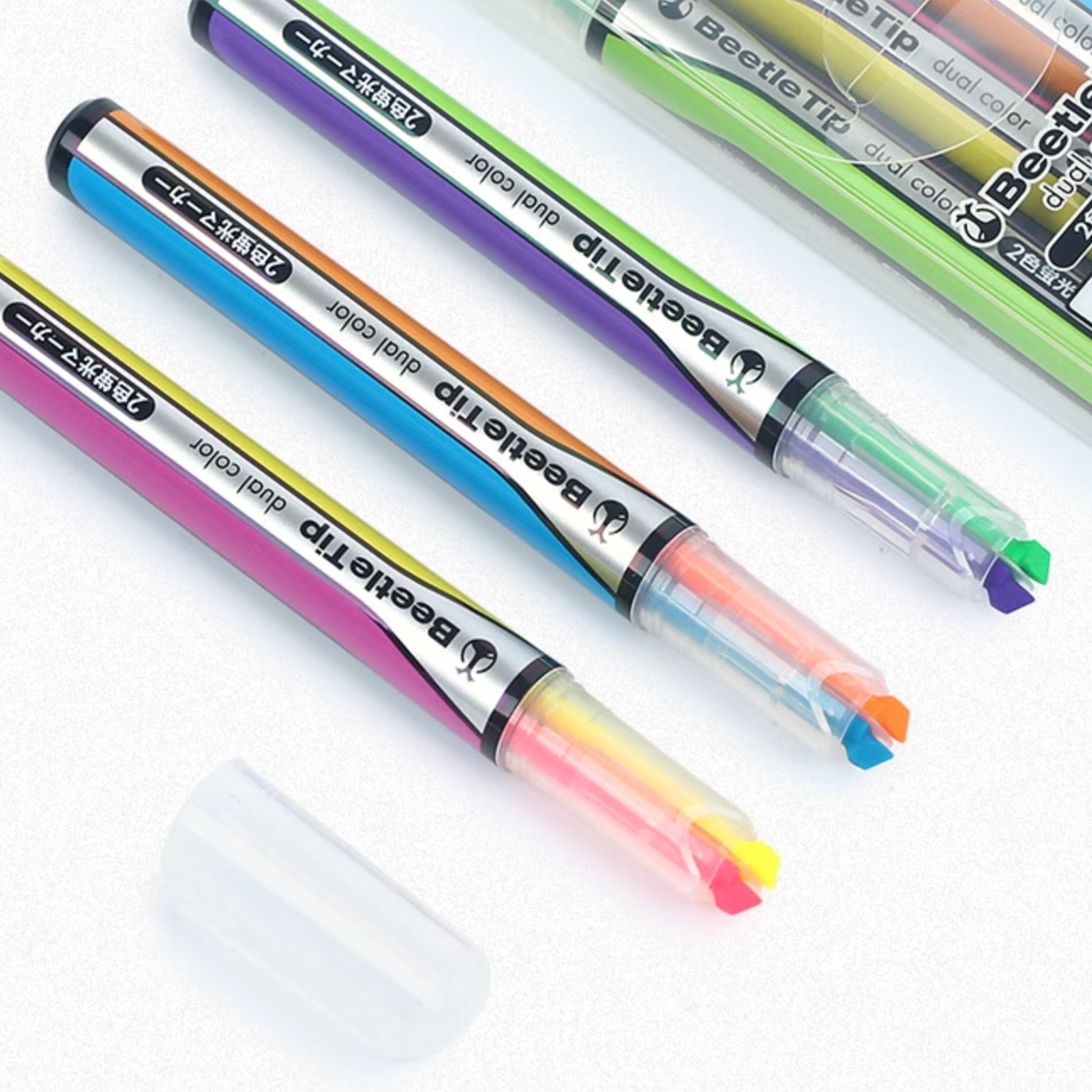 Kokuyo Beetle Tip Dual Color Highlighter Set of 3 - Standard Color - Highlighters