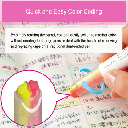 Kokuyo Beetle Tip Dual Color Highlighter Set of 3 - Standard Color - Highlighters