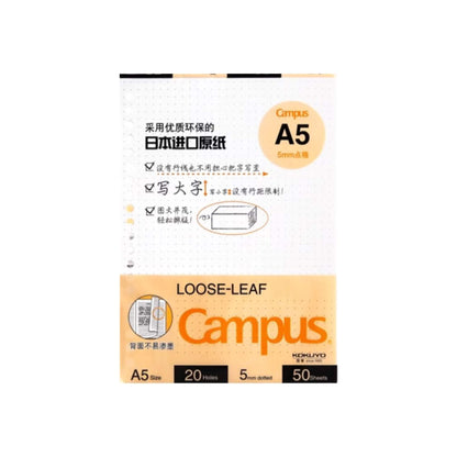 Kokuyo Campus Loose - Leaf Paper 50 Sheets - A5 Dot Grid - Loose - Leaf Refills