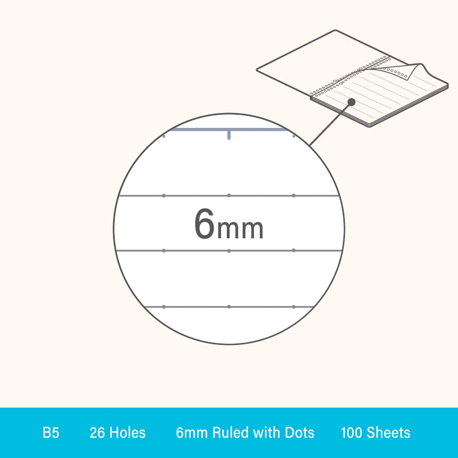Kokuyo Campus Sarasara Loose - Leaf Paper - B5 6mm Ruled with Dots - Loose - Leaf Refills