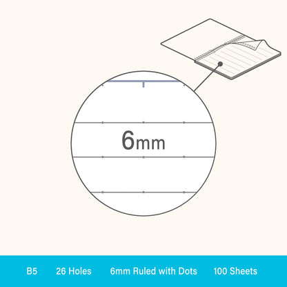 Kokuyo Campus Sarasara Loose - Leaf Paper - B5 6mm Ruled with Dots - Loose - Leaf Refills