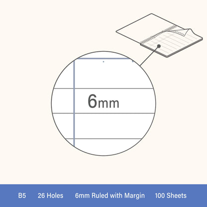 Kokuyo Campus Sarasara Loose - Leaf Paper - B5 6mm Ruled with Margin - Loose - Leaf Refills