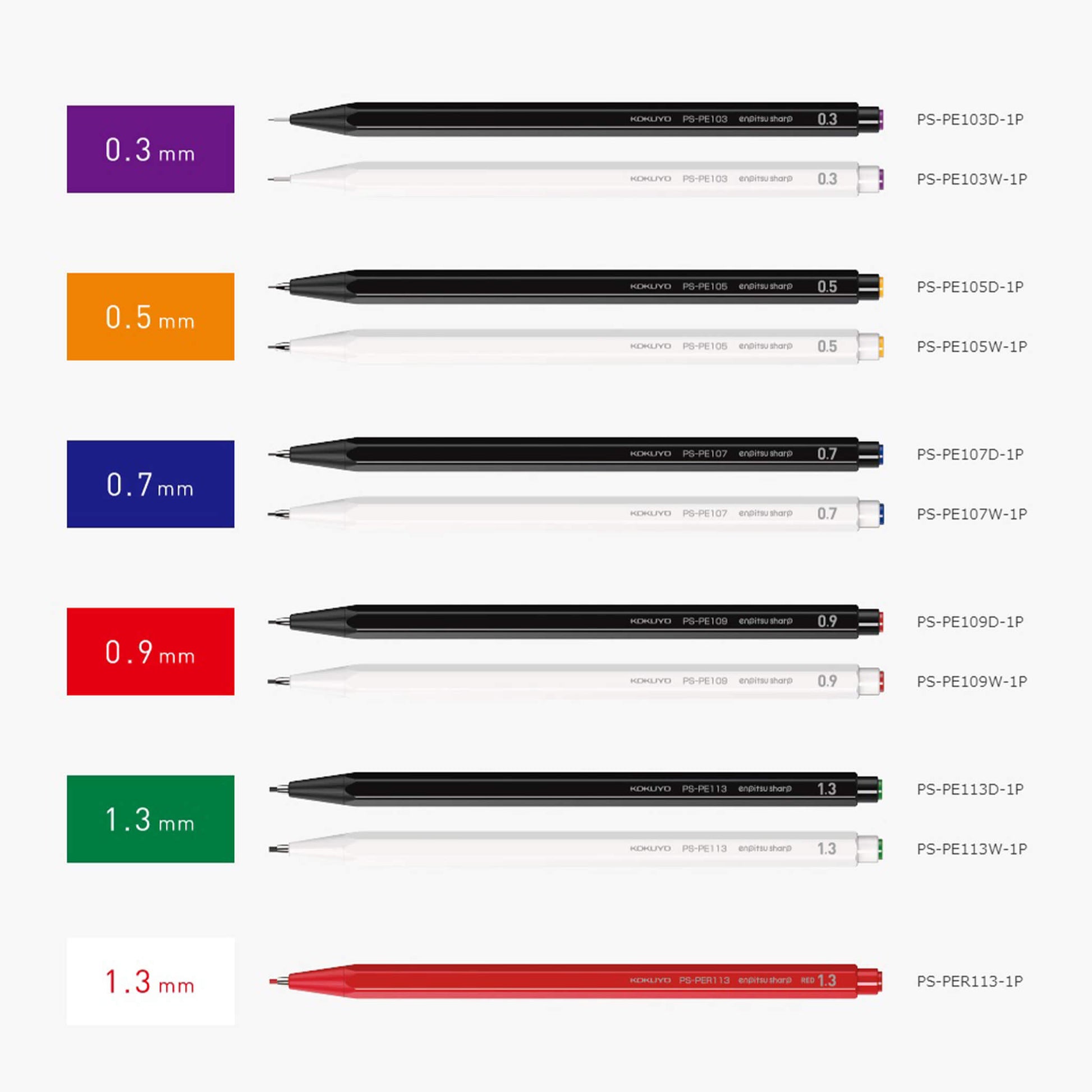Kokuyo Enpitsu Sharp Mechanical Pencil 1.3mm - White - Mechanical Pencils