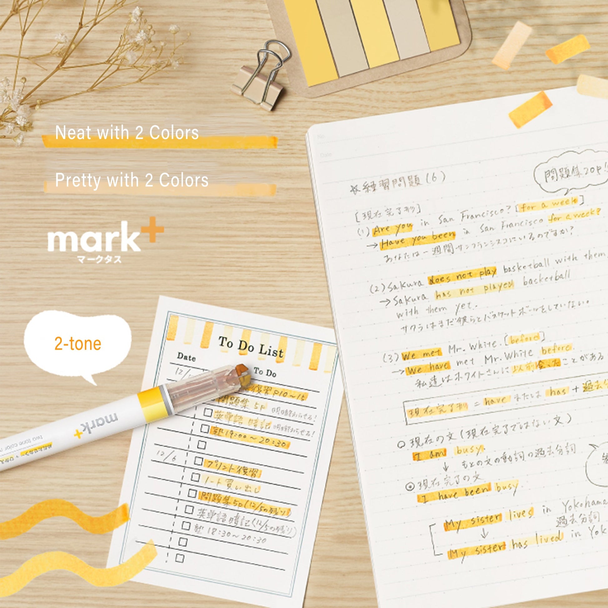 Kokuyo Mark+ Two - Tone Color Marker 5 - pc Set - Color Type - Set 1 - Highlighters