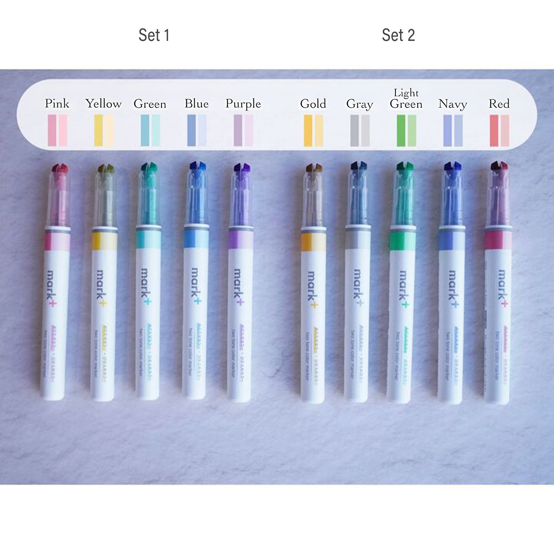 Kokuyo Mark+ Two - Tone Color Marker 5 - pc Set - Color Type - Set 1 - Highlighters