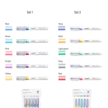 Kokuyo Mark+ Two - Tone Color Marker 5 - pc Set - Color Type - Set 1 - Highlighters