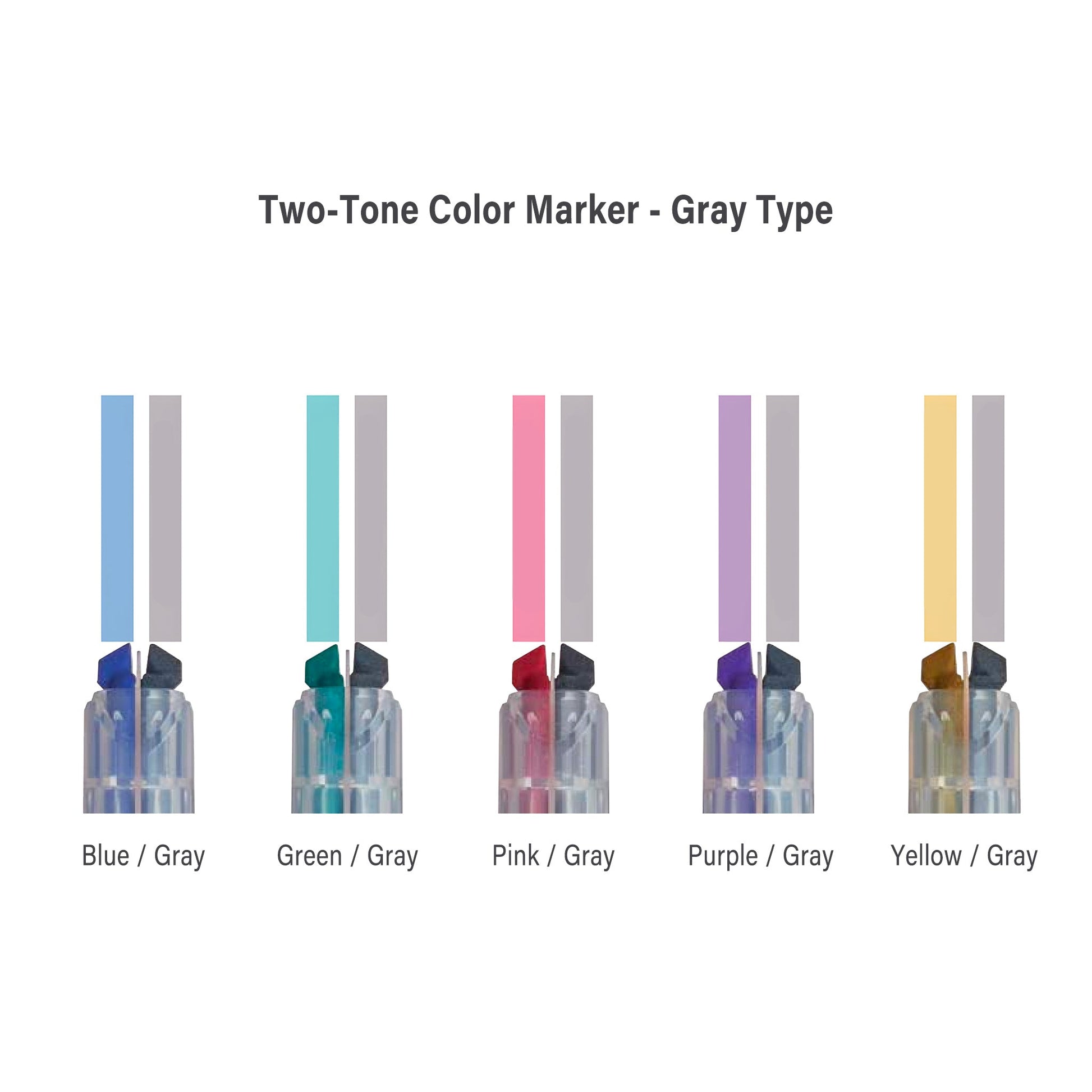 Kokuyo Mark+ Two - Tone Color Marker - Gray Type - Blue + Gray - Highlighters