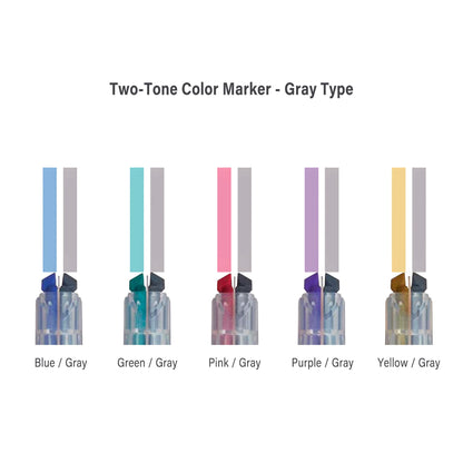 Kokuyo Mark+ Two - Tone Color Marker - Gray Type - Blue + Gray - Highlighters