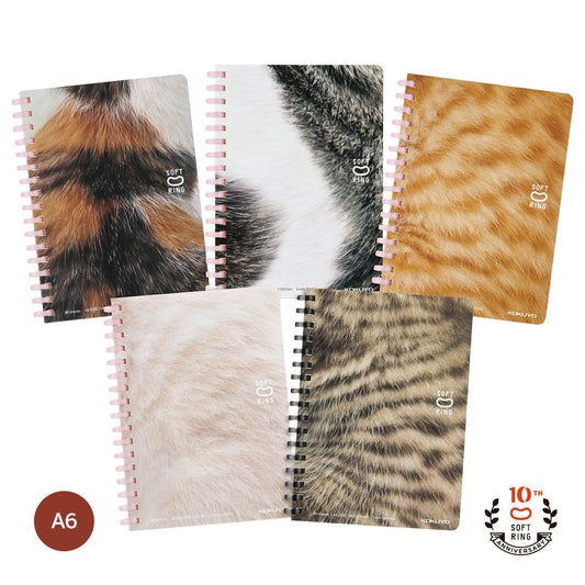 Kokuyo Soft Ring Notebook 10th Anniversary Edition Puni Puni Kitten A6 - All 5 Designs - Notebooks
