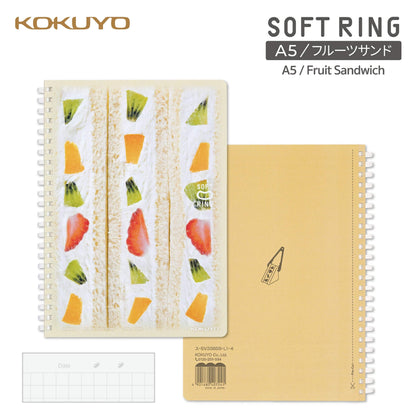 Kokuyo Soft Ring Notebook 10th Anniversary Edition Soft Bakery A5 - Fruit Sandwich - Notebooks