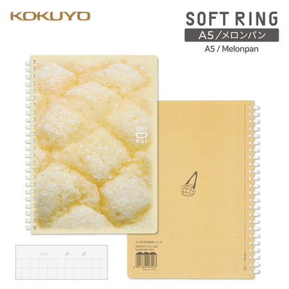 Kokuyo Soft Ring Notebook 10th Anniversary Edition Soft Bakery A5 - Melonpan - Notebooks