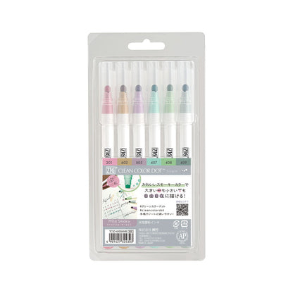 Kuretake ZIG Clean Color Dot Set of 6 - Mild Smoky Color - Dot Markers