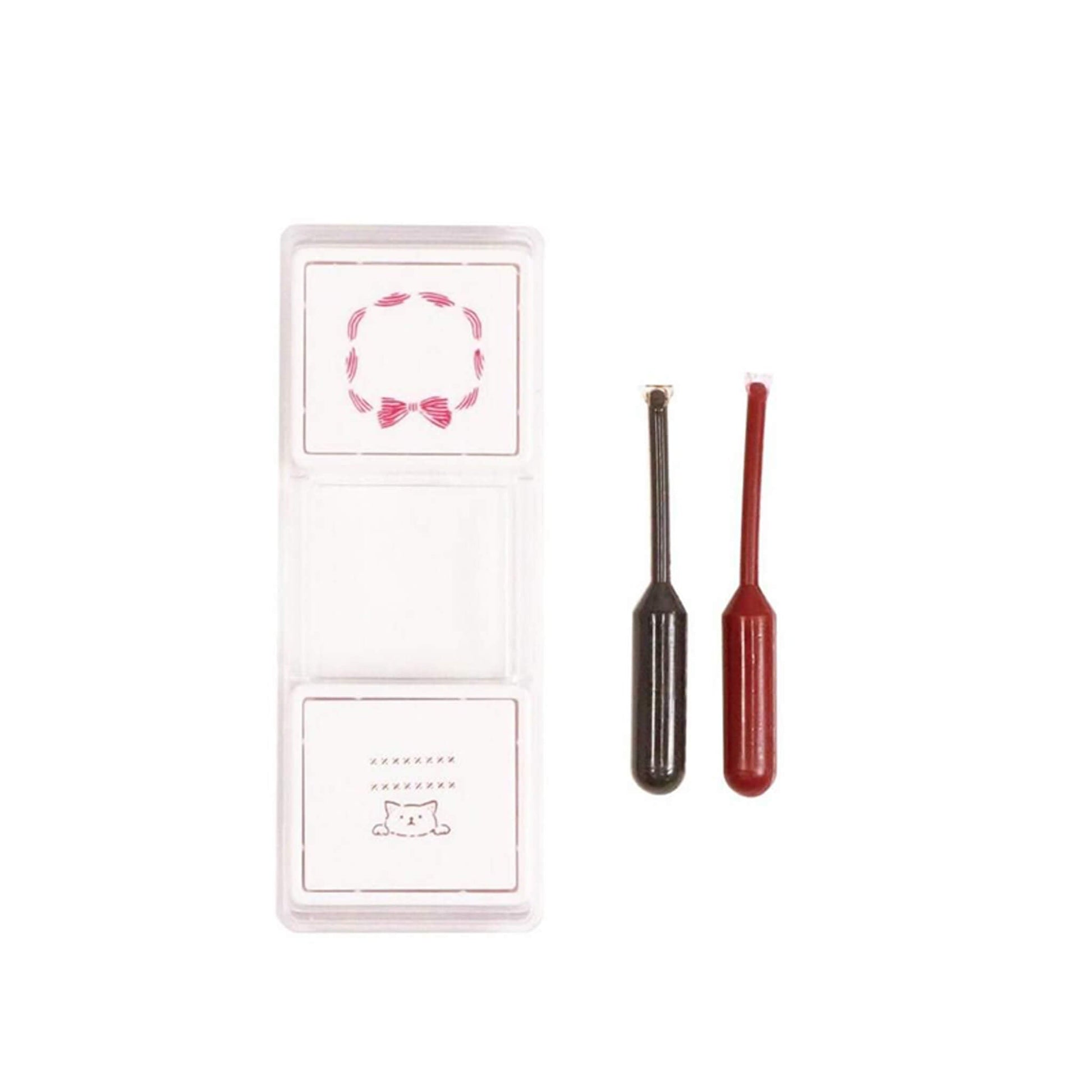 Kutsuwa Hancoco Slide Layer Stamp - Cat Ribbon - Pre - inked Stamps