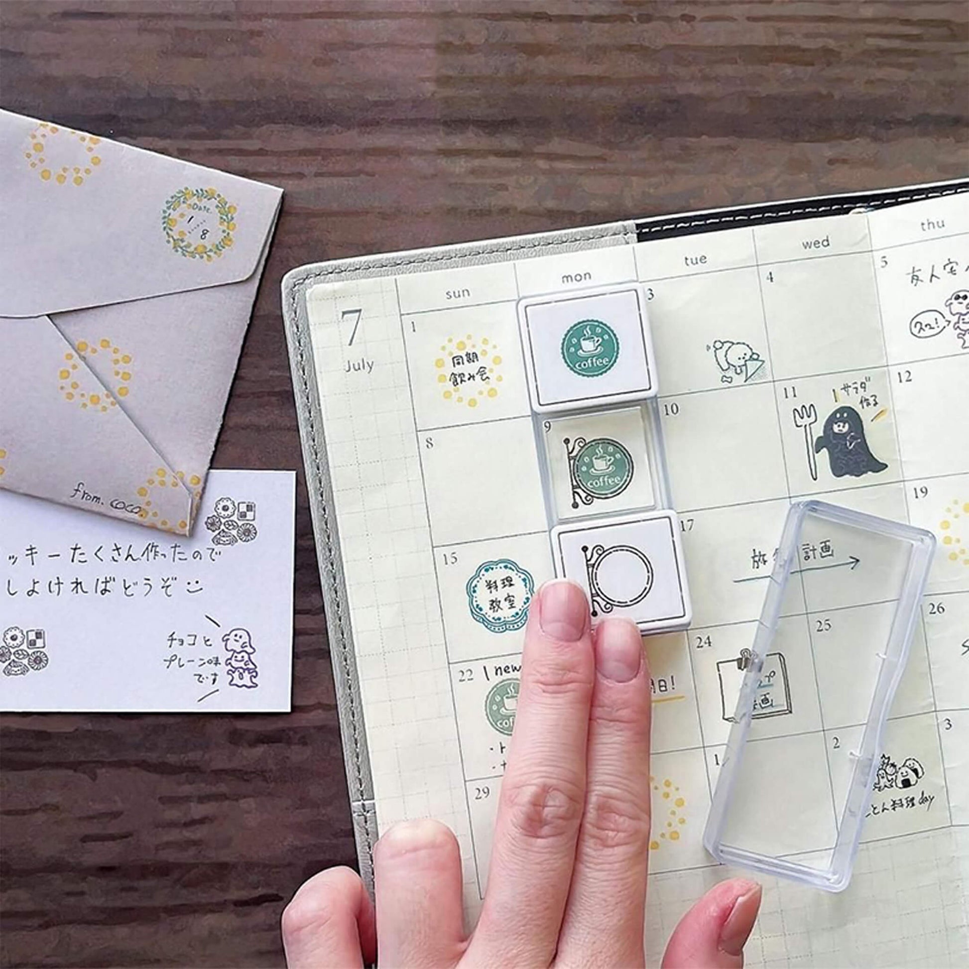 Kutsuwa Hancoco Slide Layer Stamp - Cookie Assortment - Pre - inked Stamps