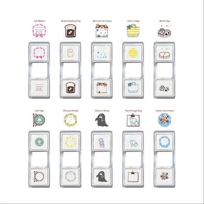 Kutsuwa Hancoco Slide Layer Stamp - Cookie Assortment - Pre - inked Stamps