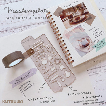 Kutsuwa Mastemplate Washi Tape Cutter & Stencil - Animal - Template Rulers