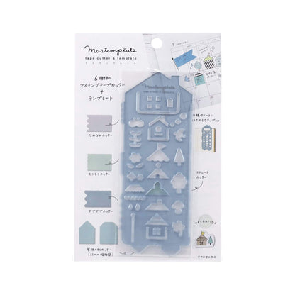 Kutsuwa Mastemplate Washi Tape Cutter & Stencil - House - Template Rulers