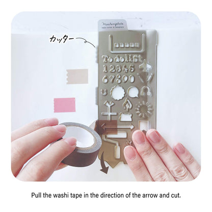 Kutsuwa Mastemplate Washi Tape Cutter & Stencil - House - Template Rulers