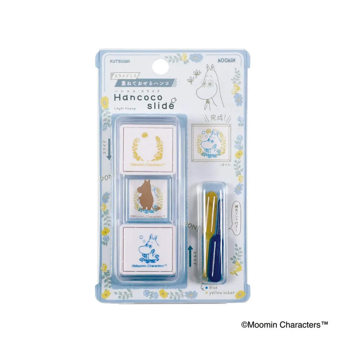 Kutsuwa × Moomin Hancoco Slide Layer Stamp - Moomintroll - Pre-inked Stamps