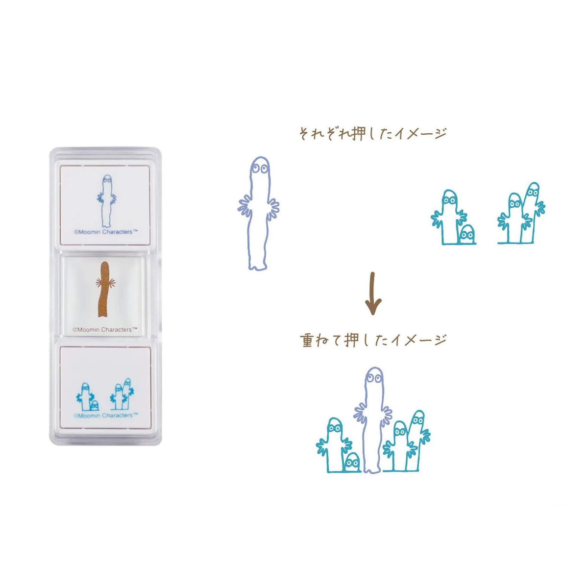 Kutsuwa × Moomin Hancoco Slide Layer Stamp - Moomintroll - Pre-inked Stamps