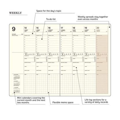 LACONIC Diary 2027 - B6 Life Log [Sep 2026 Start] - Gray - 2027 Dairies & Planners