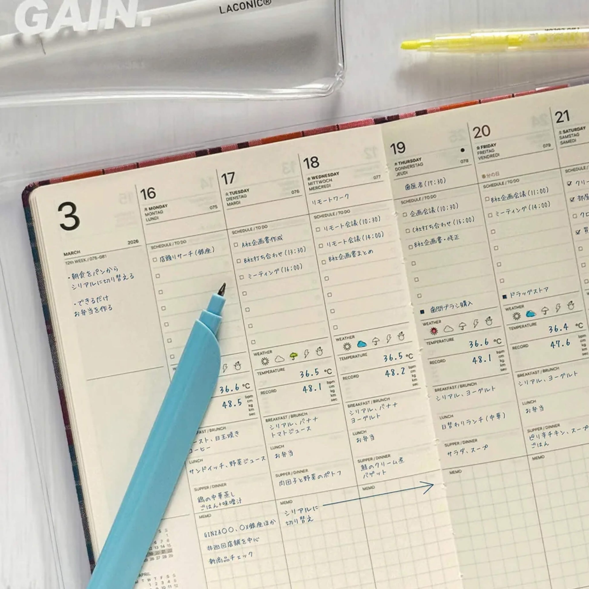 LACONIC Diary 2027 - B6 Life Log [Sep 2026 Start] - Gray - 2027 Dairies & Planners