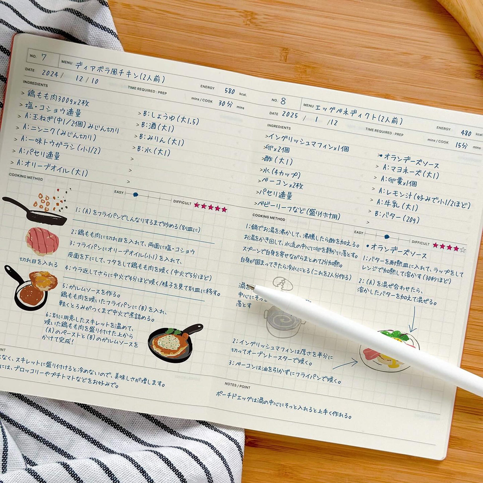 LACONIC Style Notebook B6 Cooking Guide Journal - Guided Journals