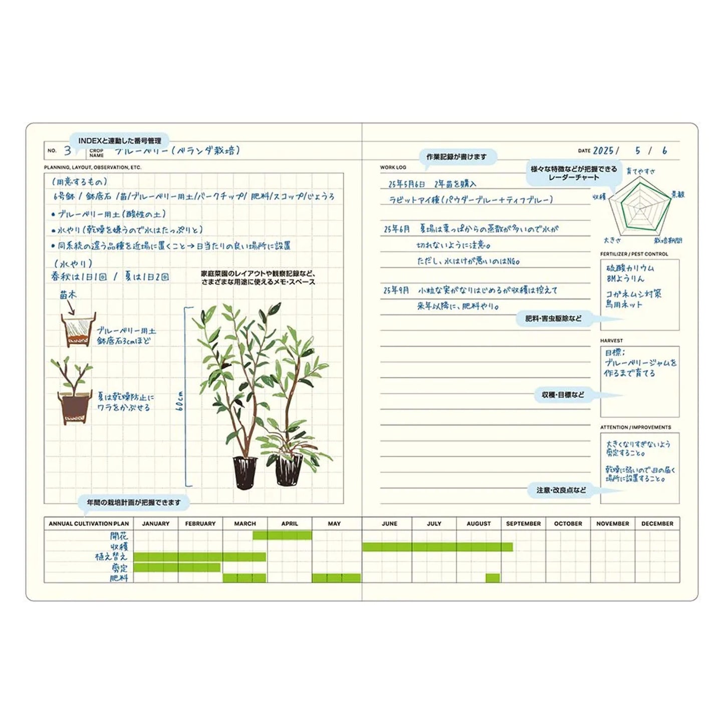 LACONIC Style Notebook B6 Green Plant Journal - Guided Journals