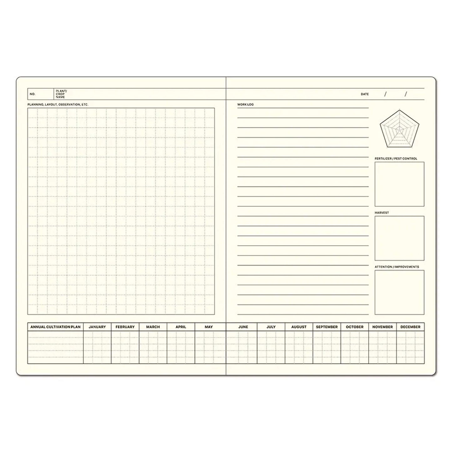 LACONIC Style Notebook B6 Green Plant Journal - Guided Journals
