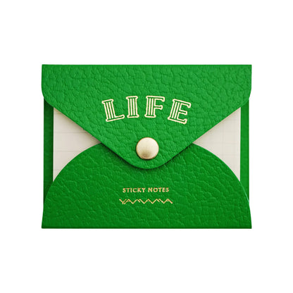Life × YAMAMA Sticky Notes with Cover - Green / Ruled + Grid - Sticky Notes