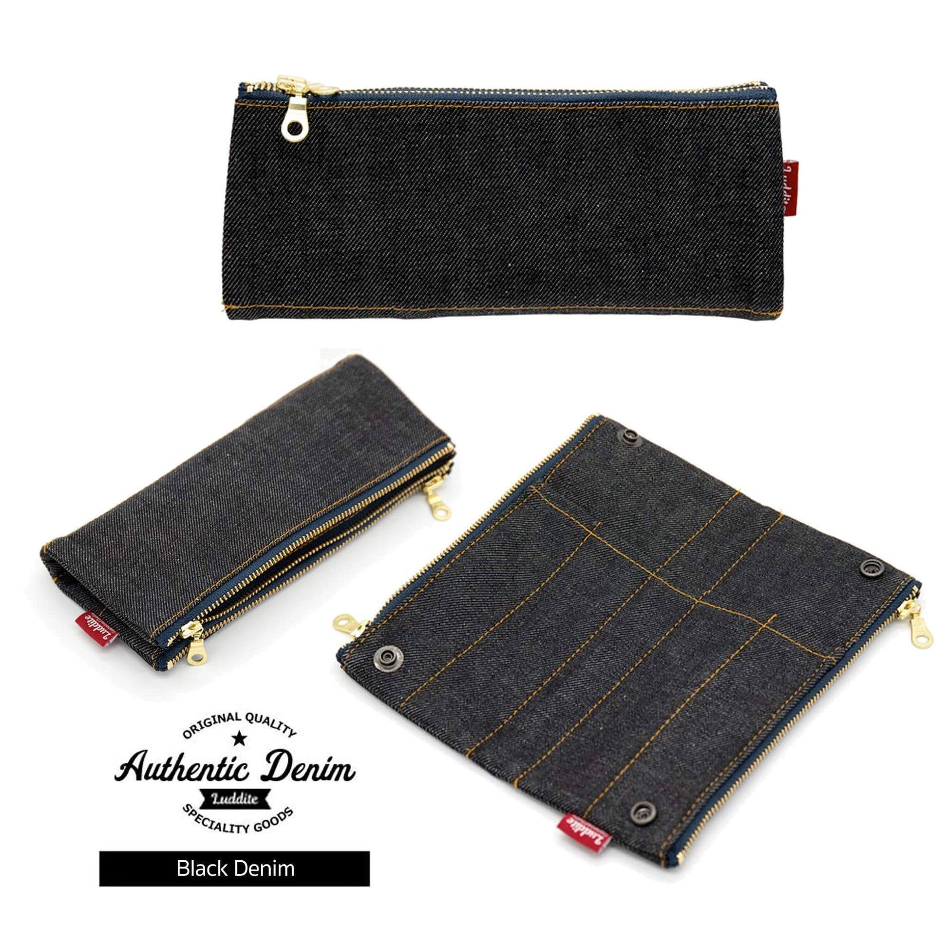 Luddite Denim Bendy Pen Case - Black Denim - Pen Cases