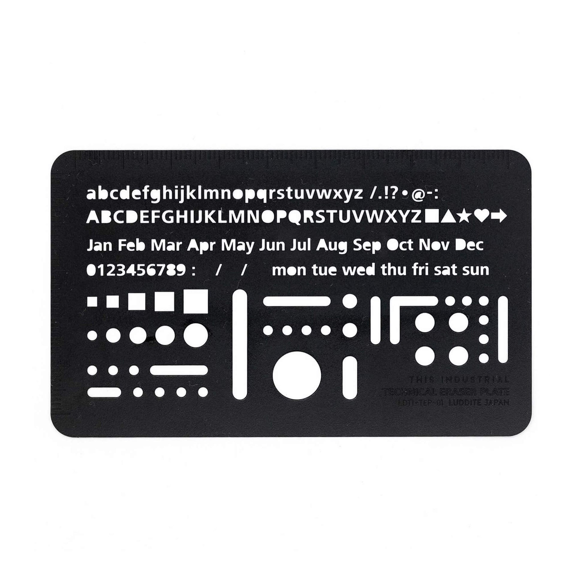 Luddite THIS INDUSTRIAL Technical Eraser Plate & Stencil Ruler - Black - Template Rulers