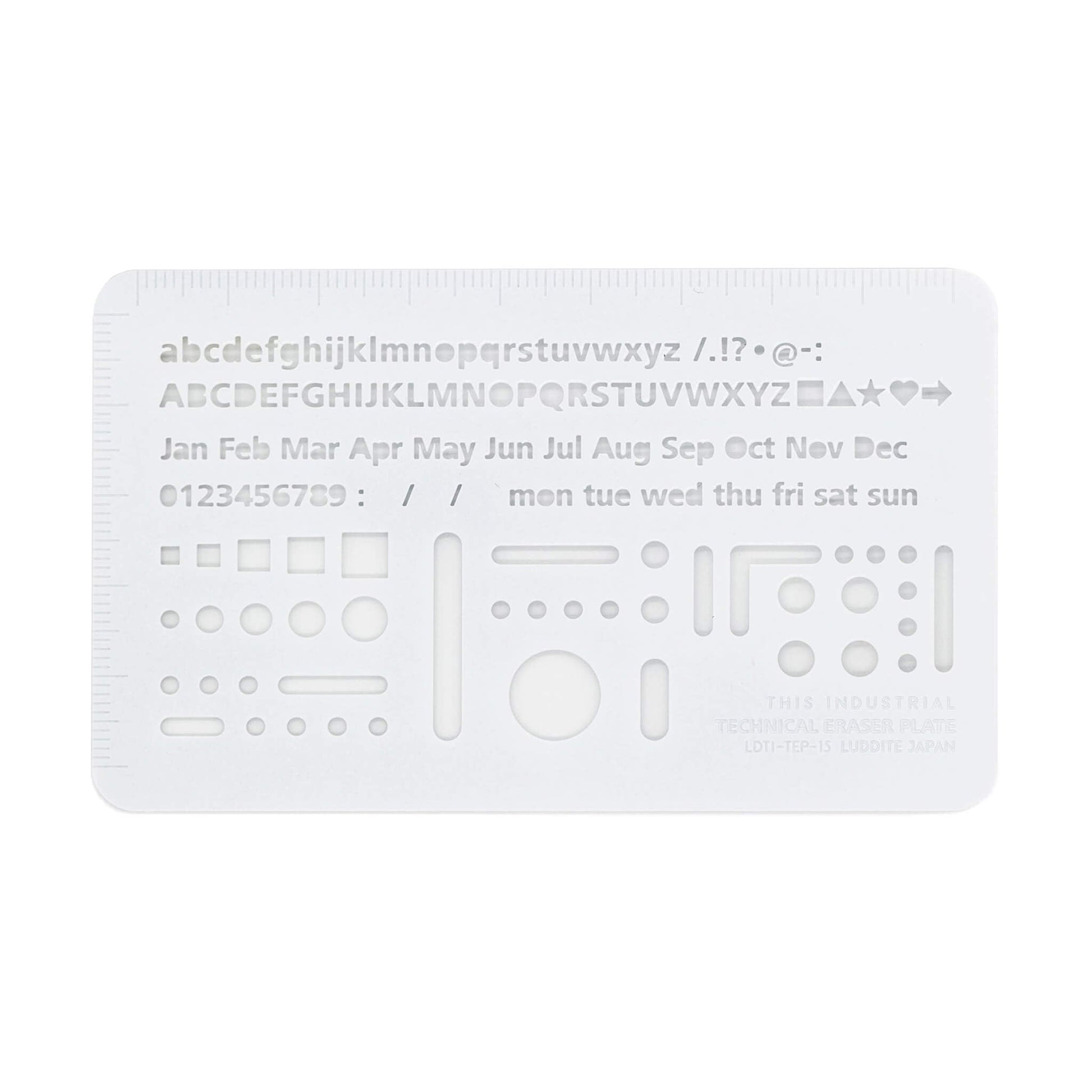 Luddite THIS INDUSTRIAL Technical Eraser Plate & Stencil Ruler - White - Template Rulers