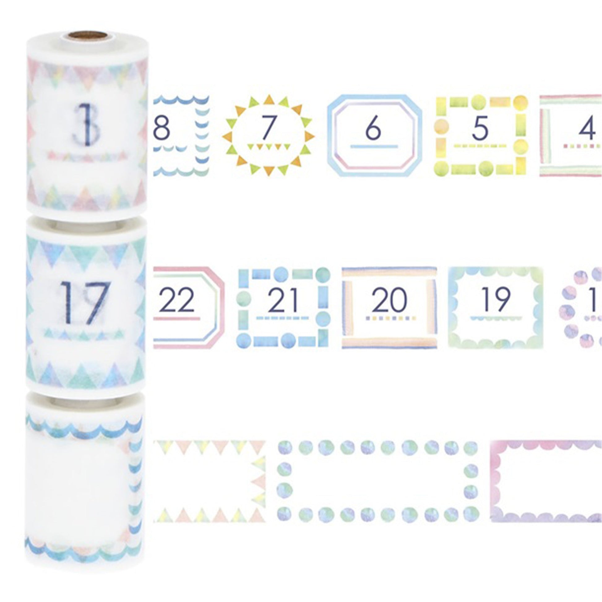 MARK'S Masté Writable Washi Tape 3 - pc Set - Dates & Colorful Blocks - Washi Tapes