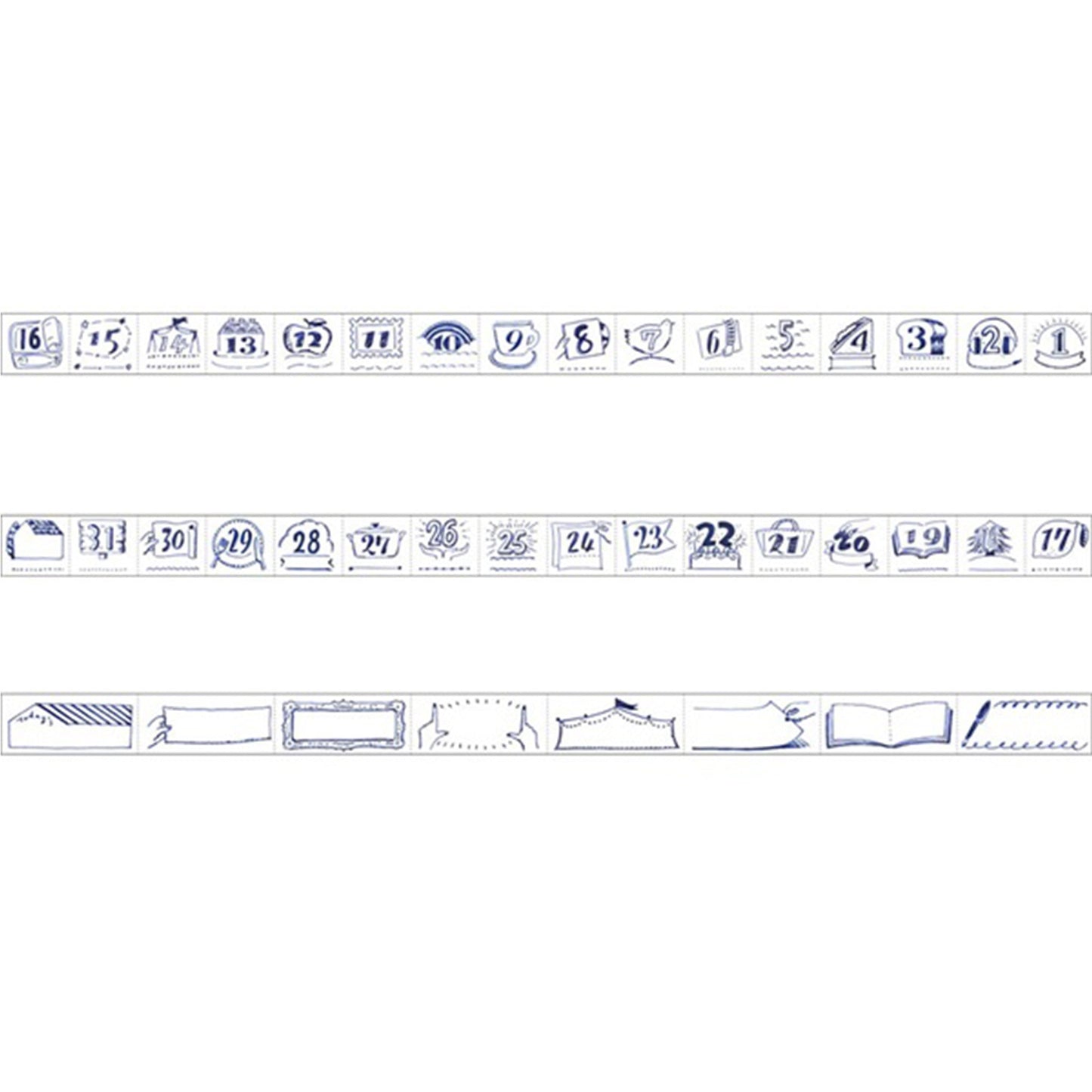 MARK'S Masté Writable Washi Tape 3 - pc Set - Dates & Pen Drawing Blocks - Washi Tapes